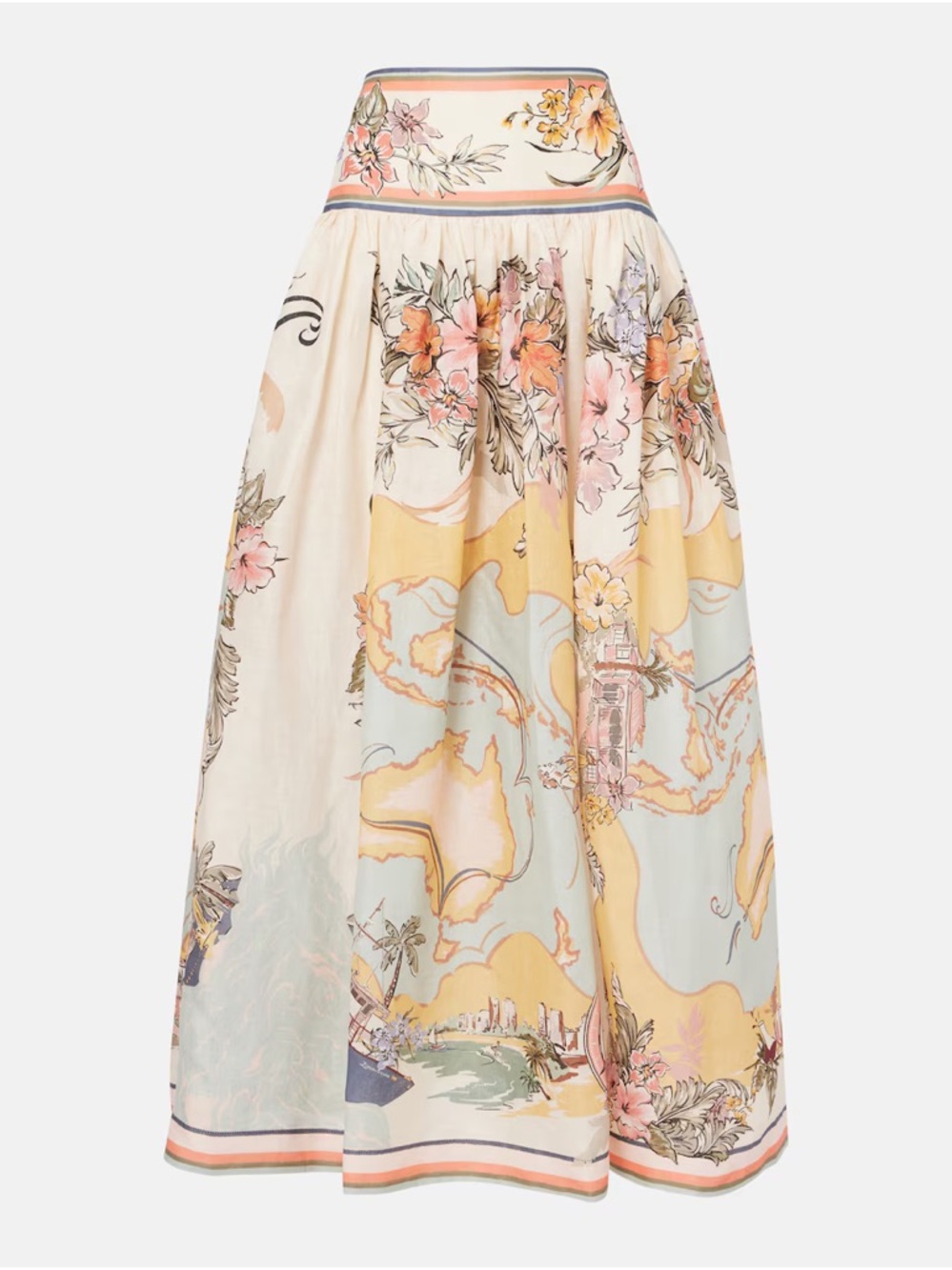 Zimmermann Tallow linen printed maxi skirt